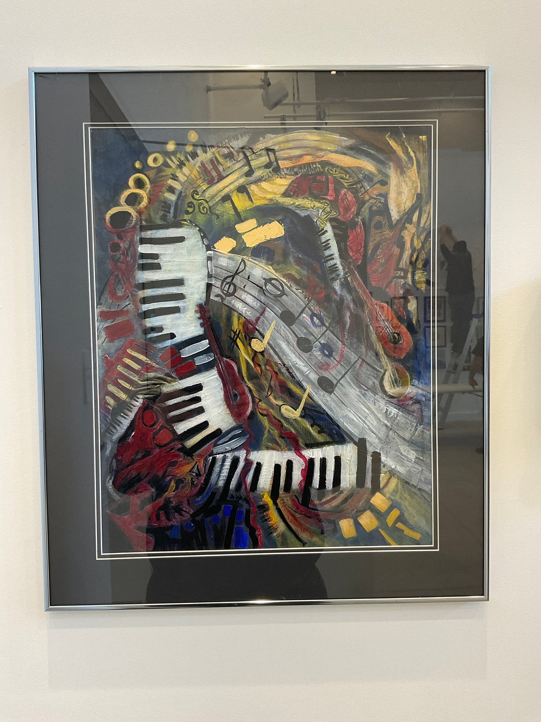 Musically inclined mixed media 21x25 framed